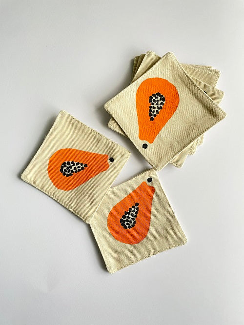 Signature Papaya Coasters  - Set of 6