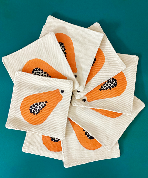 Signature Papaya Coasters  - Set of 6