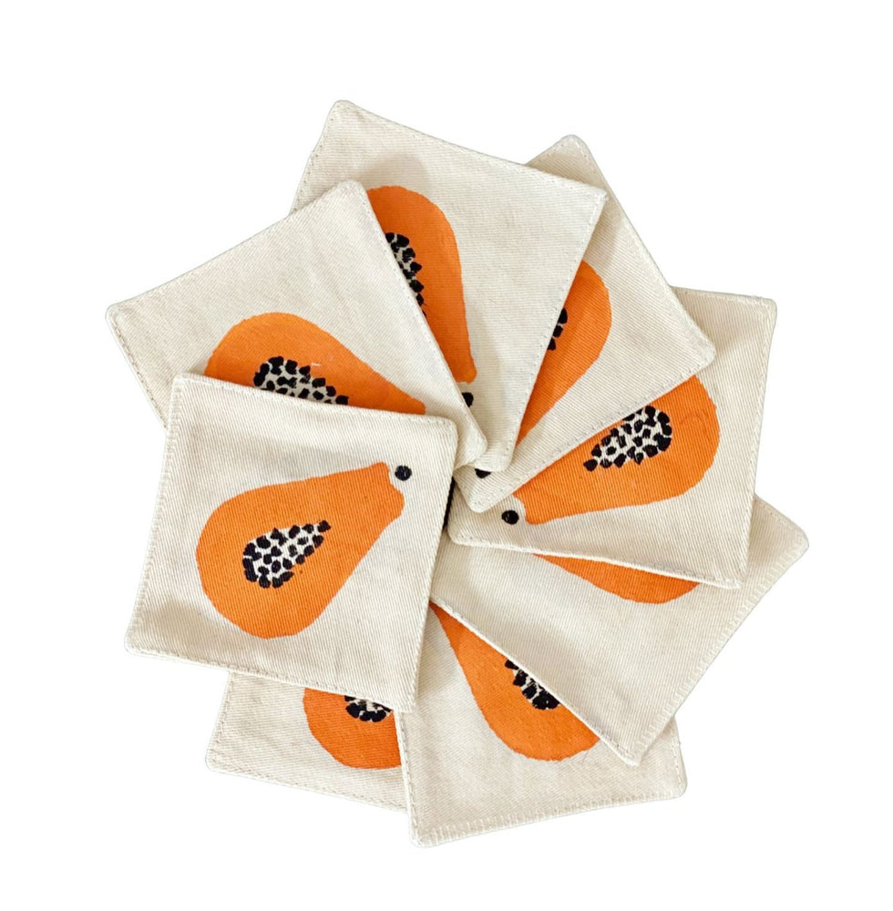 Signature Papaya Coasters  - Set of 6